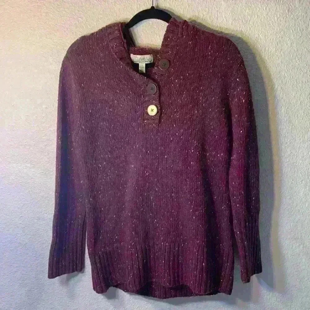 Burgundy Cabela's hooded sweater sz L comfy cozy knit colorful casual basic